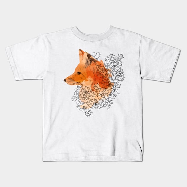 Watercolor fox Kids T-Shirt by VenyGret